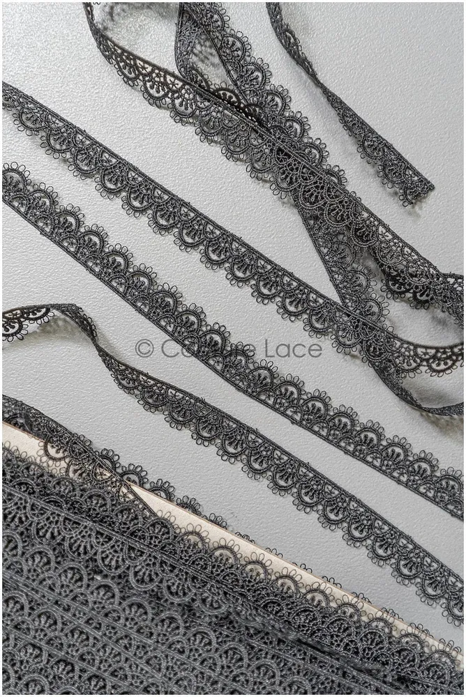 4yds / schwarze Boho Häkel spitzen borte / geometrische Spitzen borte / Braut Guipure Spitzen borte / schwarze Spitze// T2...