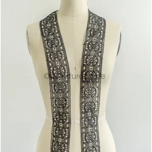 4yds / schwarze Boho Häkelspitze / geometrische Spitzen borte / Braut Guipure Spitzenbesatz / schwarze Spitze// T22-215