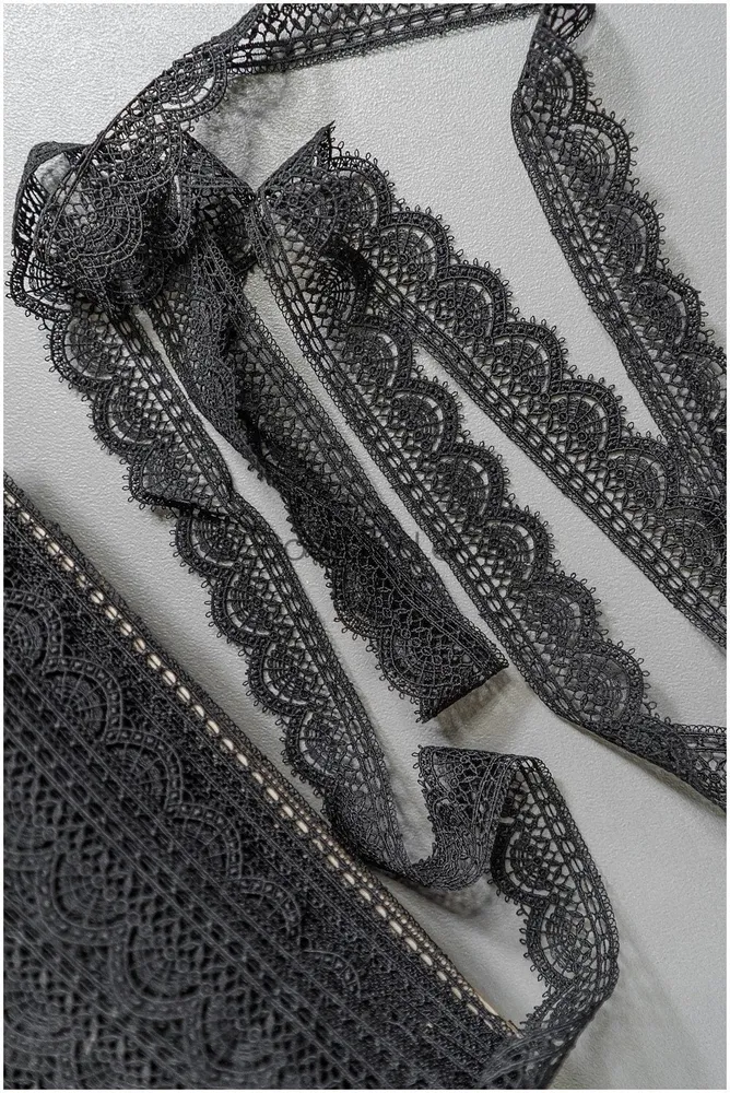4yds / schwarze Boho Häkelspitze / geometrische Spitzenbesatz / Braut Guipure Spitzenbesatz / schwarze Spitze// T22-219T22...