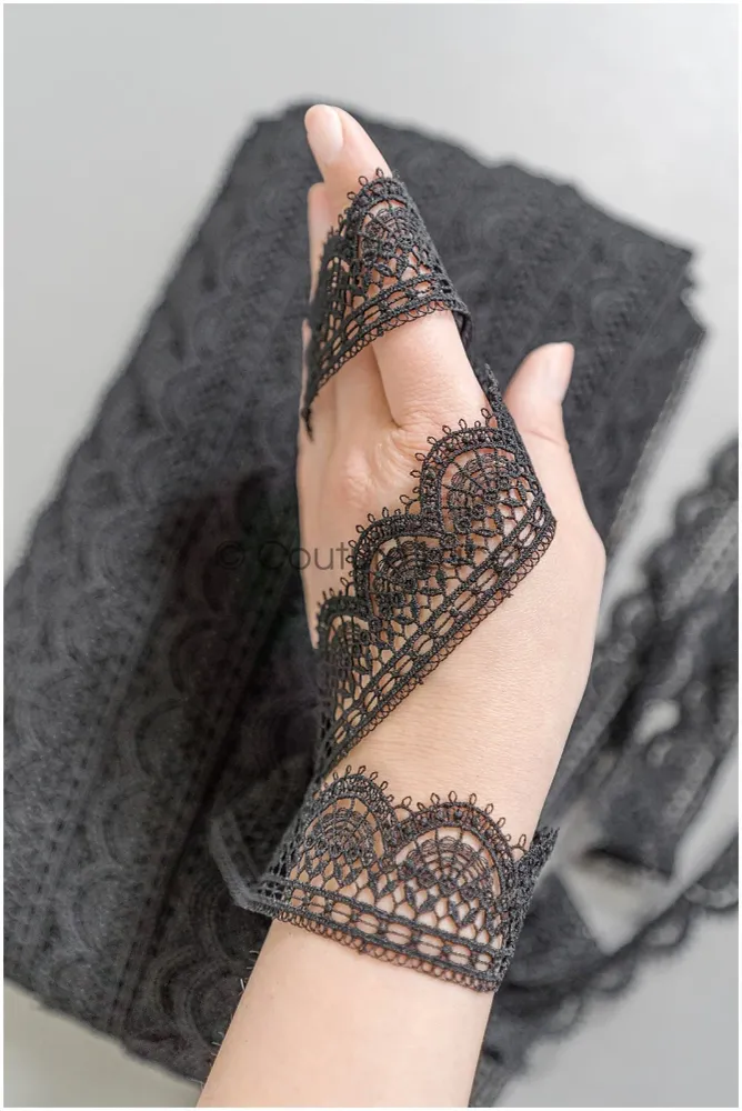 4yds / schwarze Boho Häkelspitze / geometrische Spitzenbesatz / Braut Guipure Spitzenbesatz / schwarze Spitze// T22-219T22...