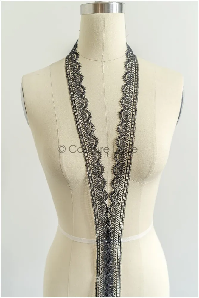 4yds / schwarze Boho Häkelspitze / geometrische Spitzenbesatz / Braut Guipure Spitzenbesatz / schwarze Spitze// T22-219T22...