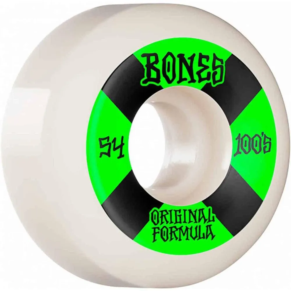 Bones 100's V5 100A 54mm white green Sidecut Wheels