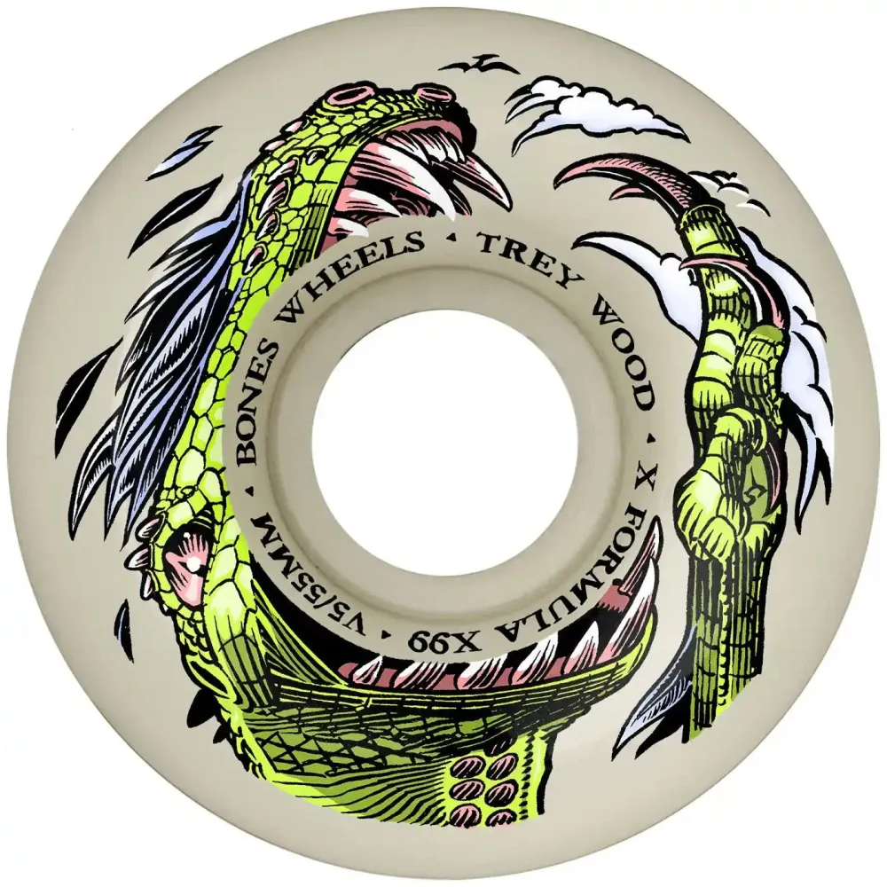 Bones 55mm 99A V5 X-Formula Wood Dino Sortas Sidecut Wheels