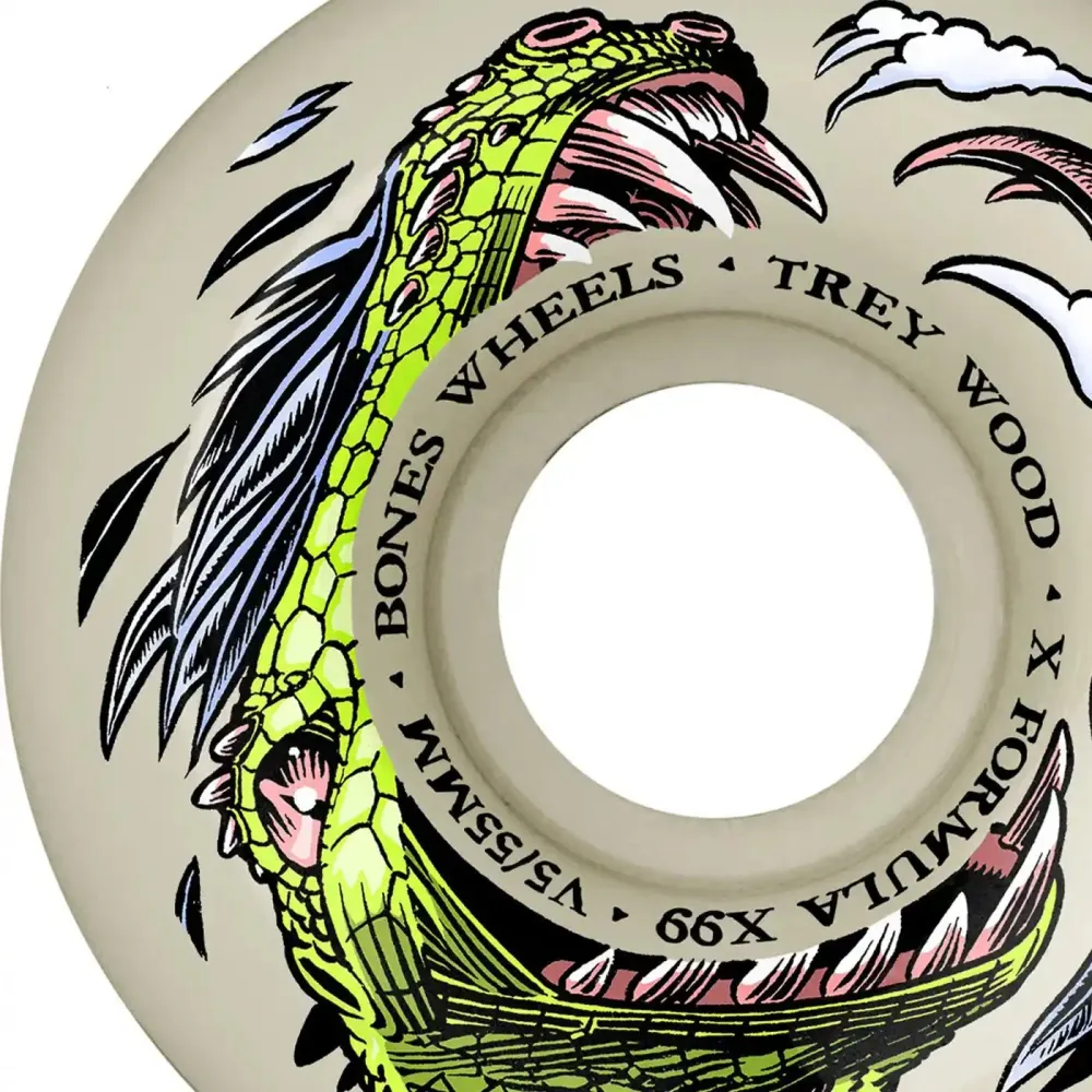 Bones 55mm 99A V5 X-Formula Wood Dino Sortas Sidecut Wheels