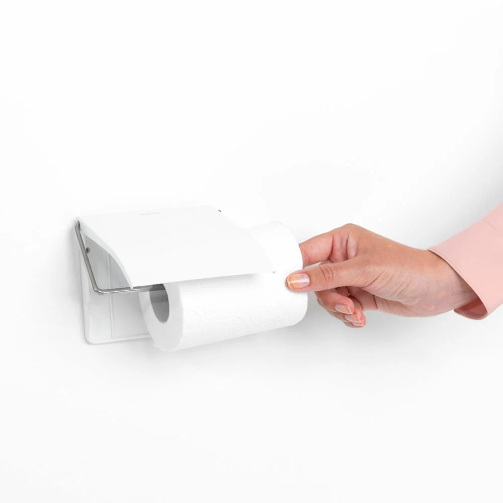 Brabantia Toilettenpapierhalter ReNew, Klopapierhalter, WC-Rollenhalter, Stahl, White, 414565