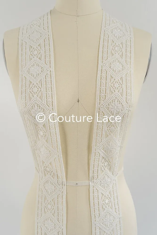 Brautspitze Borte/ Spitzenborte off-white/ Boho Braut Borte/ Spitzenborte für Brautkleid// T24-231