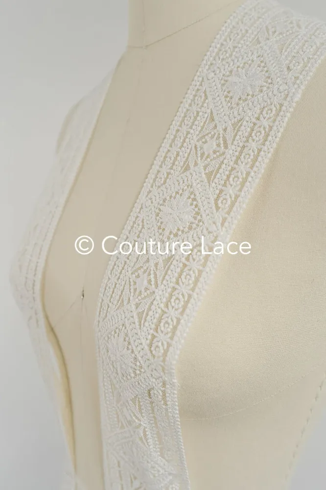 Brautspitze Borte/ Spitzenborte off-white/ Boho Braut Borte/ Spitzenborte für Brautkleid// T24-231