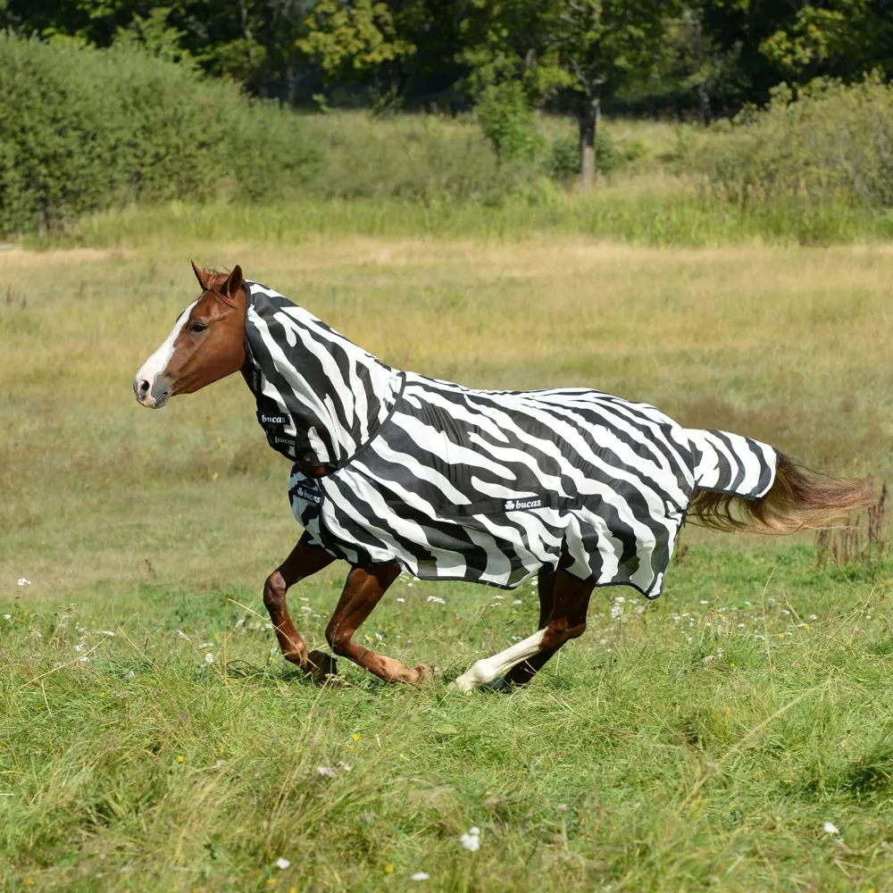Buzz Off Zebra Fliegendecke mit festem Halsteil Black/White 90