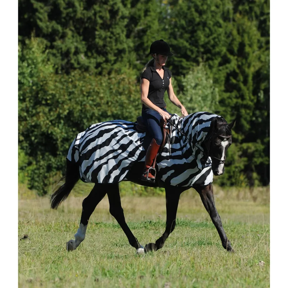 Buzz-Off Zebra Fliegenausreitdecke Black/White XL