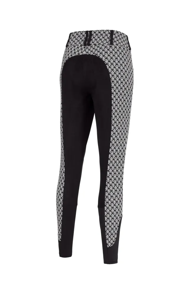 Candela Print Damen Reithose mit Vollgrip Black/White 92