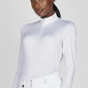 Damen Laser-Cut Langarmshirt White 36