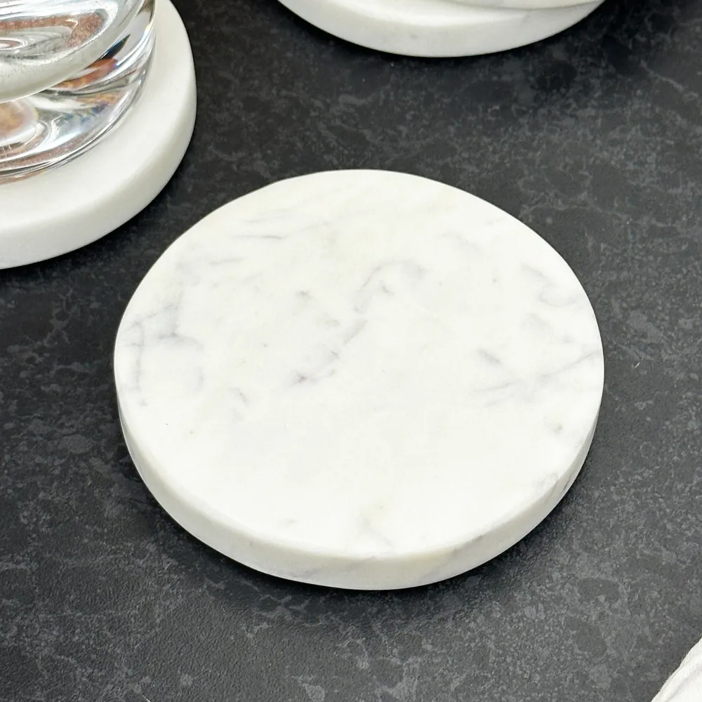 Set 4 Round White Marble Coasters Darthome Limited