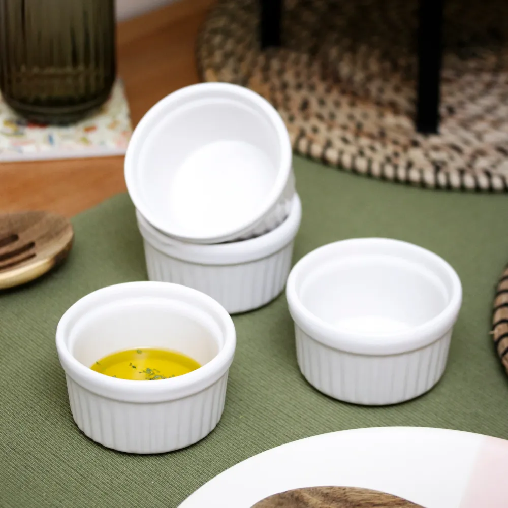 Set 4 White Ribbed Ramekins Darthome Limited