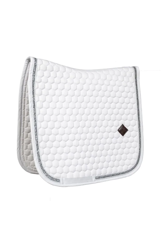 Dressur-Schabracke mit Glitzerband White/Silver WB
