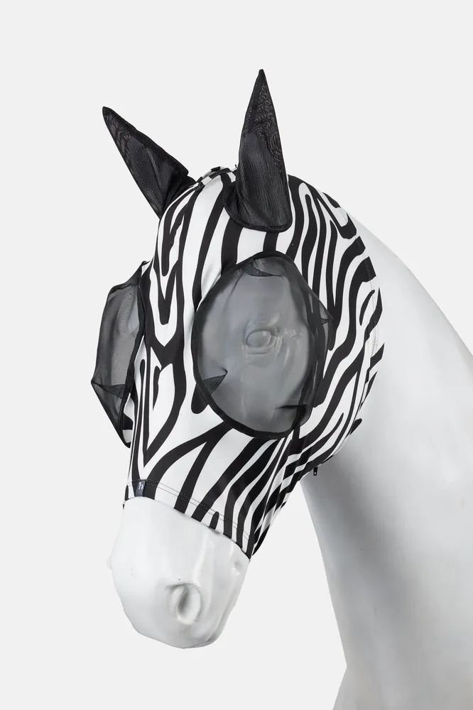 Elastic Fliegenmaske mit Reißverschluss Black/White P