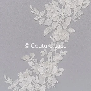 Florale 3D-Blumen Brautspitze Borte/ Blumige Spitzen-Kante für Brautkleider // T25-234