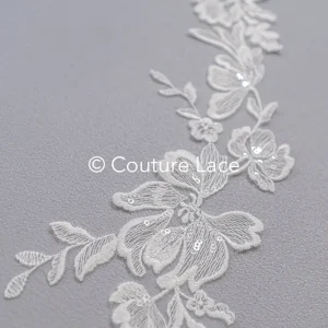 Florale Brautspitze Borte/ Blumige Spitzen-Kante für Brautkleider // T25-233