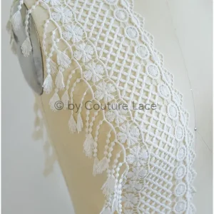 Fransen Spitzenborte Off-White/ Boho Borte/ gehäkelte Fransenspitze/ Guipure Spitze mit Fransen/ Boho Brautkleid Spitze//...