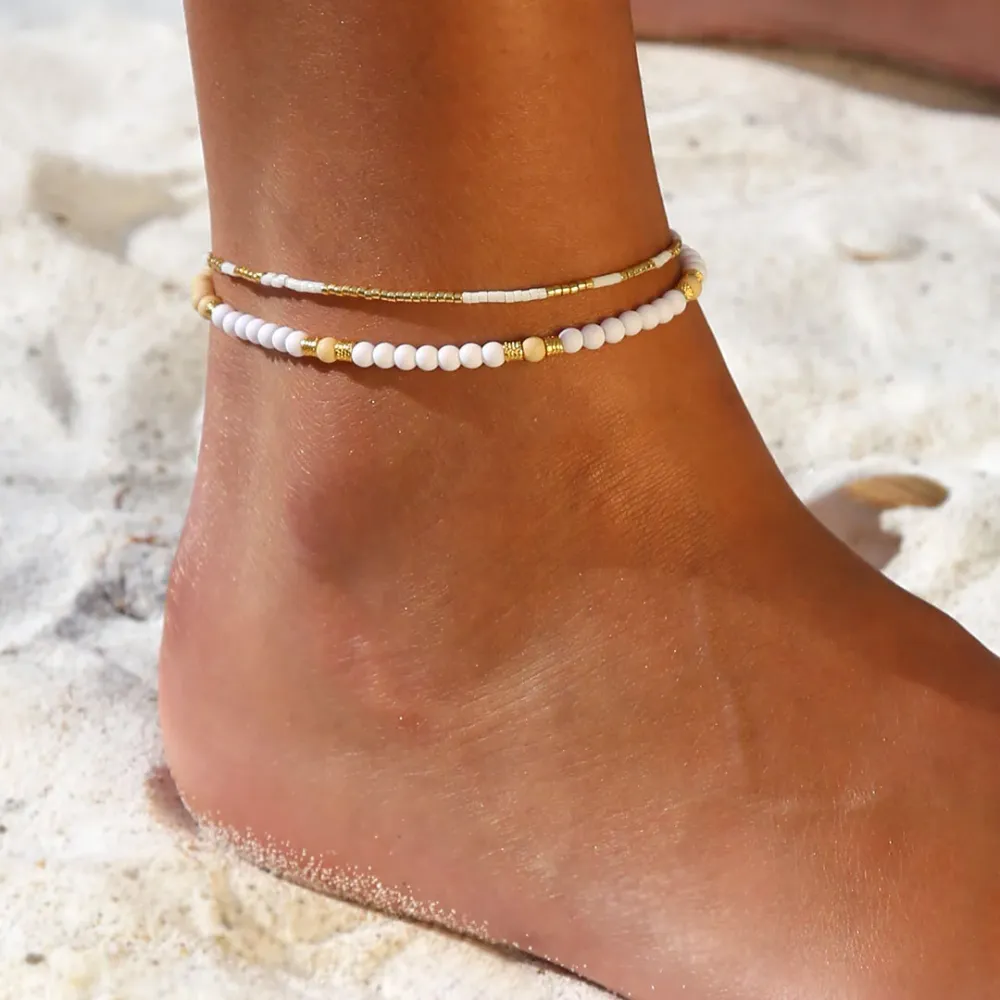 Fußkettchen miyuki white gold