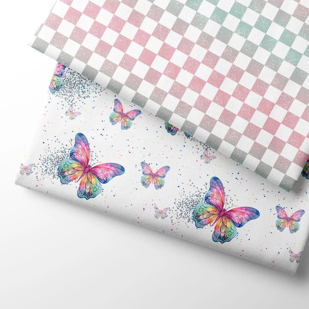 Jerseystoff Colourful Butterflies White (Bio)