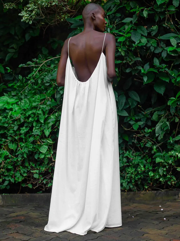 JUSTINE KLEID / LANG / white