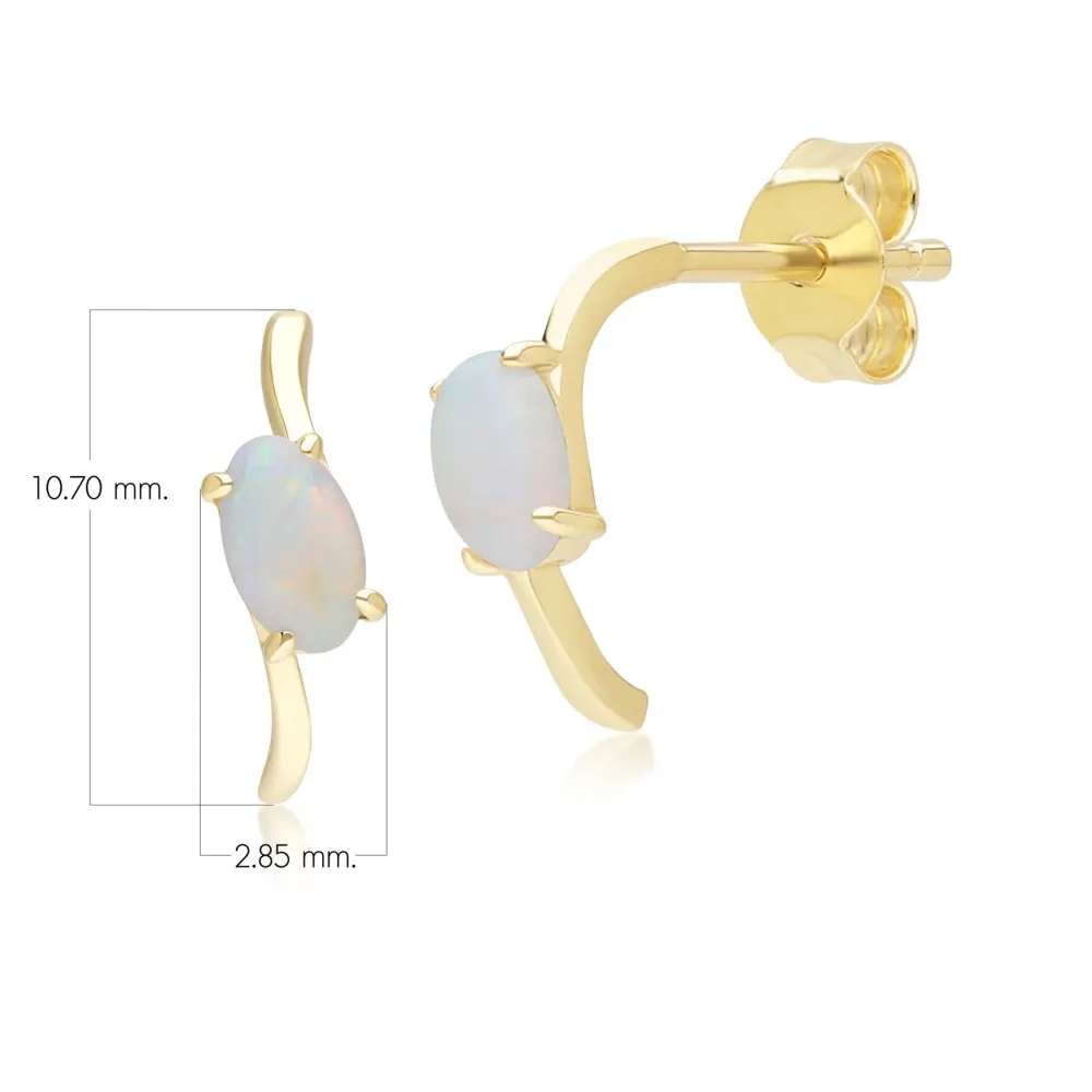 Klassische ovale Opal-Halbcreolen 9 Karat Gelbgold