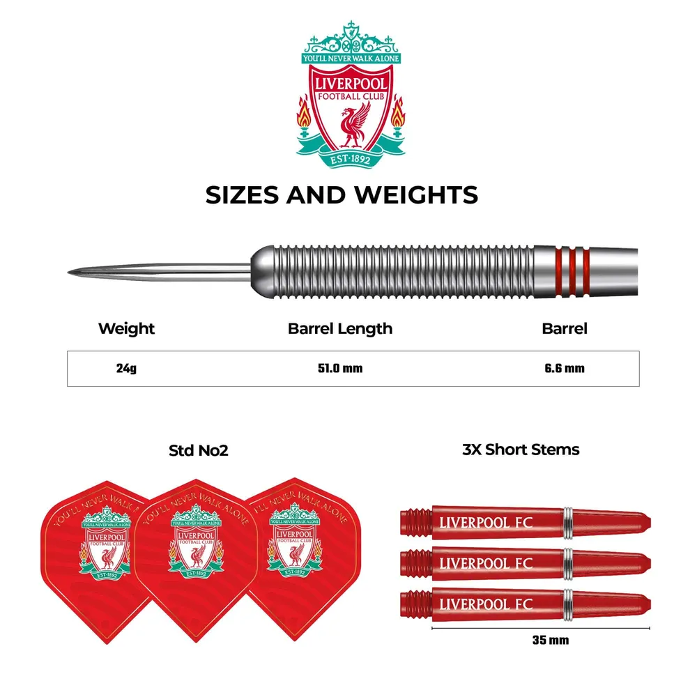 Liverpool FC Darts – Steel Tip Tungsten – Offiziell lizenziert – LFC – 24 g