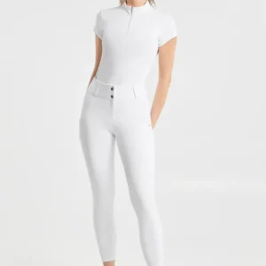 Matilda Damen perforierte Vollbesatz-Reithose White 40