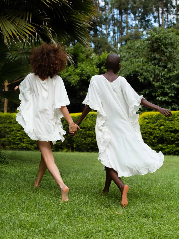 MINA KLEID LANG / white