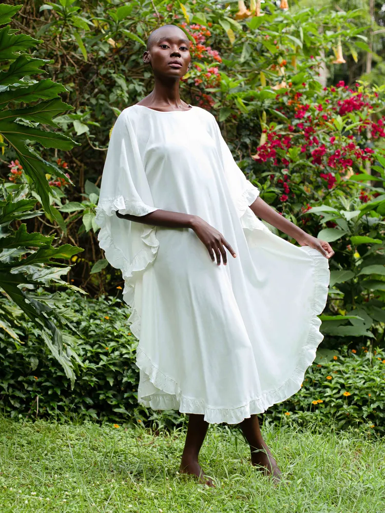 MINA KLEID LANG / white