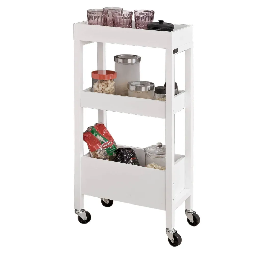 Nischenwagen 21cm breit | Bad Rollwagen | Küchenwagen Weiss