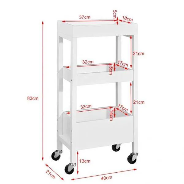 Nischenwagen 21cm breit | Bad Rollwagen | Küchenwagen Weiss