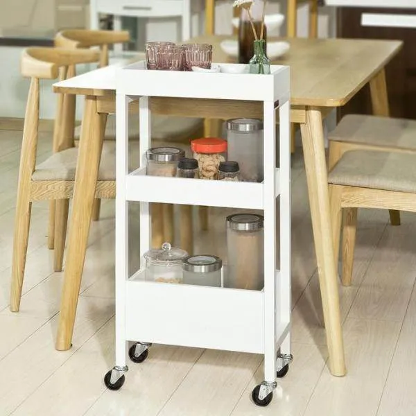 Nischenwagen 21cm breit | Bad Rollwagen | Küchenwagen Weiss