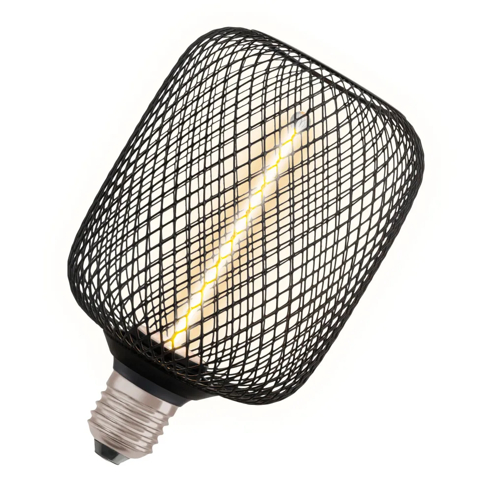 OSRAM DECOR LED Strohfilament Lampe Quadrat, Schwarz, 3.5W, 110lm , Comfort warm white , E27