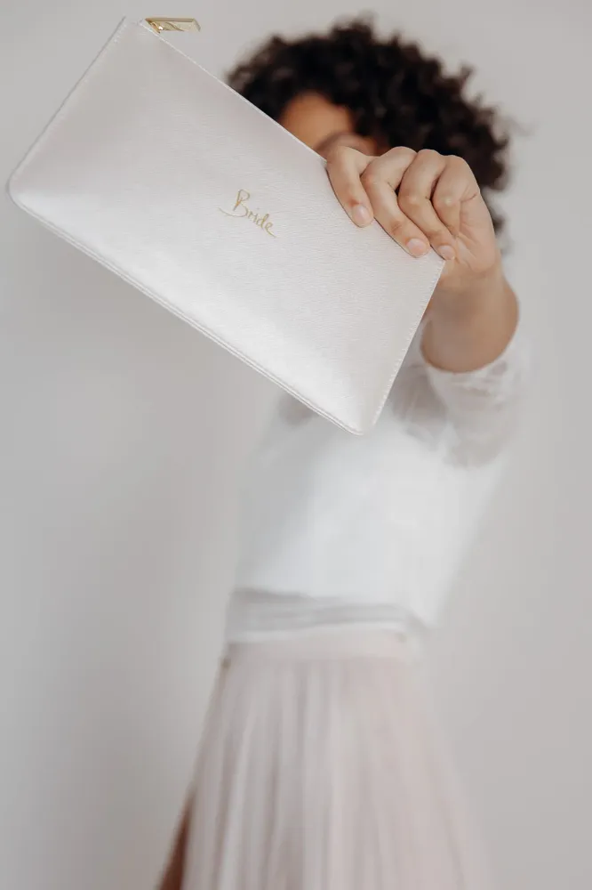 Pouch "Bride" Metallic White – Katie Loxton