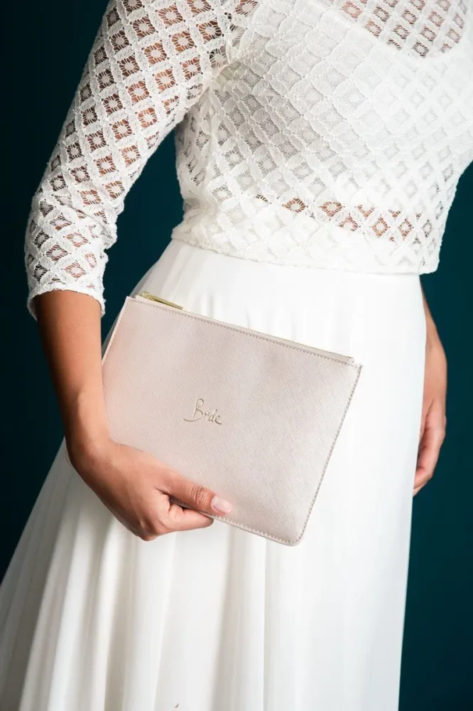 Pouch "Bride" Metallic White – Katie Loxton