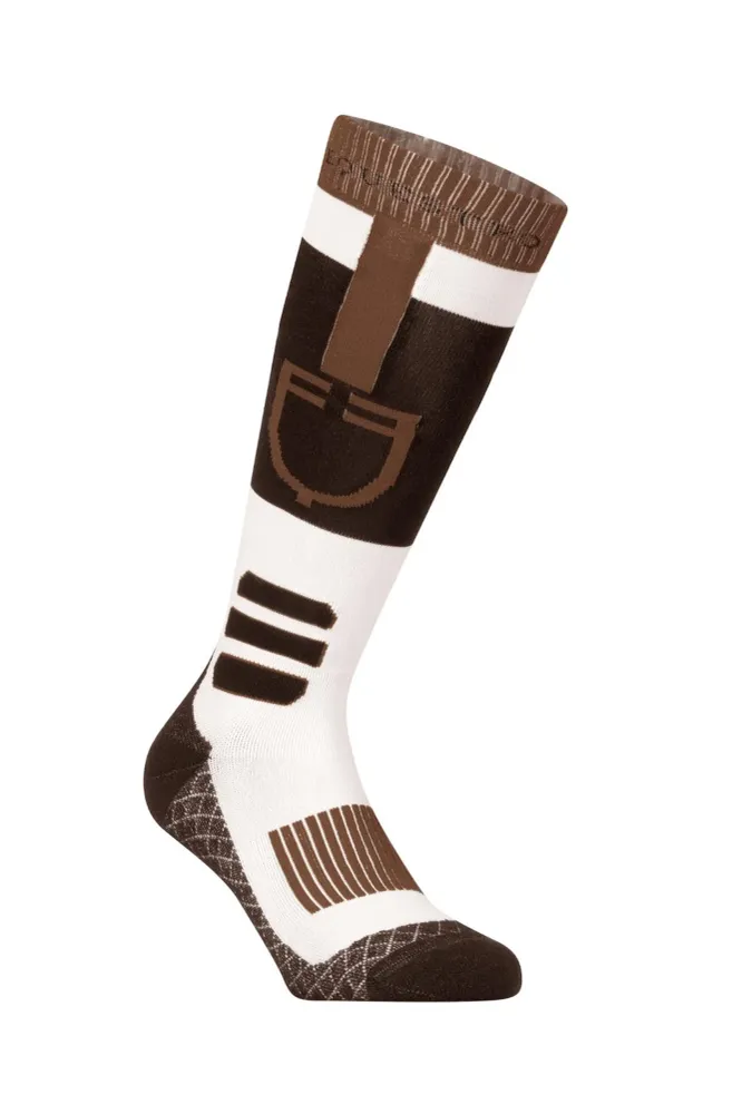 Reitsocken aus atmungsaktivem Funktionsmaterial mit Logo Black/Antique White/Marron XS