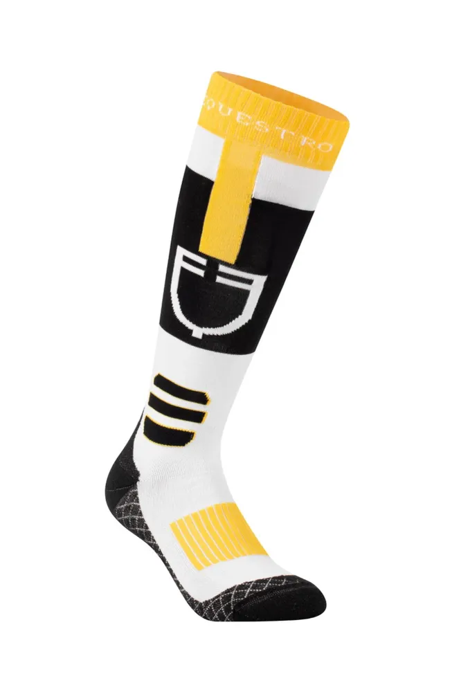 Reitsocken aus atmungsaktivem Funktionsmaterial mit Logo Black/White/Yellow L