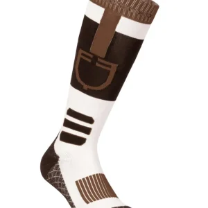 Reitsocken aus atmungsaktivem Funktionsmaterial mit Logo Black/Antique White/Marron XS
