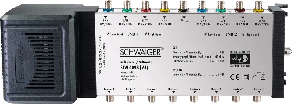 SAT Multischalter 9/8 mit integriertem Netzteil