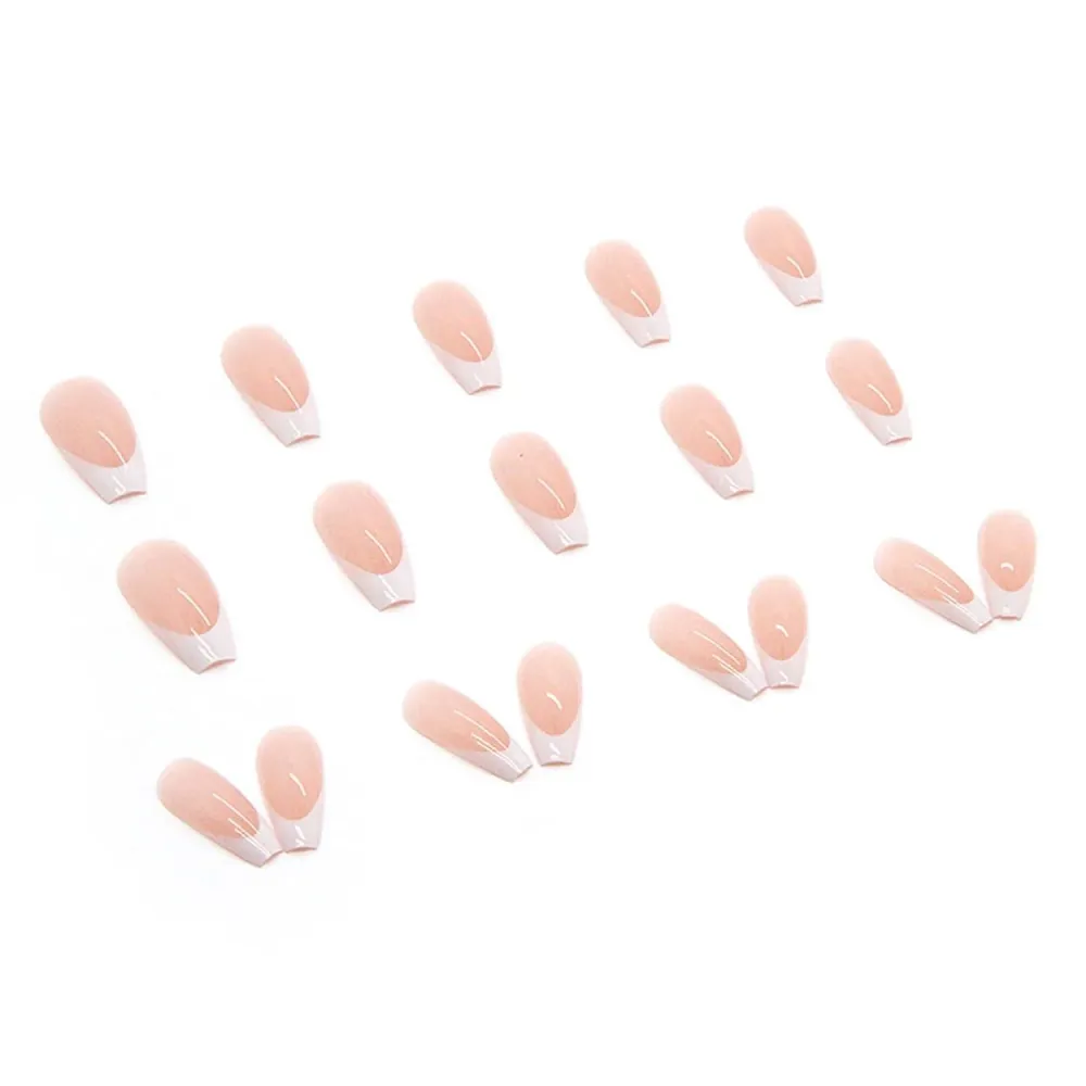 24 Stück Künstliche Nägel Lang Milky White Coffin Ballerina