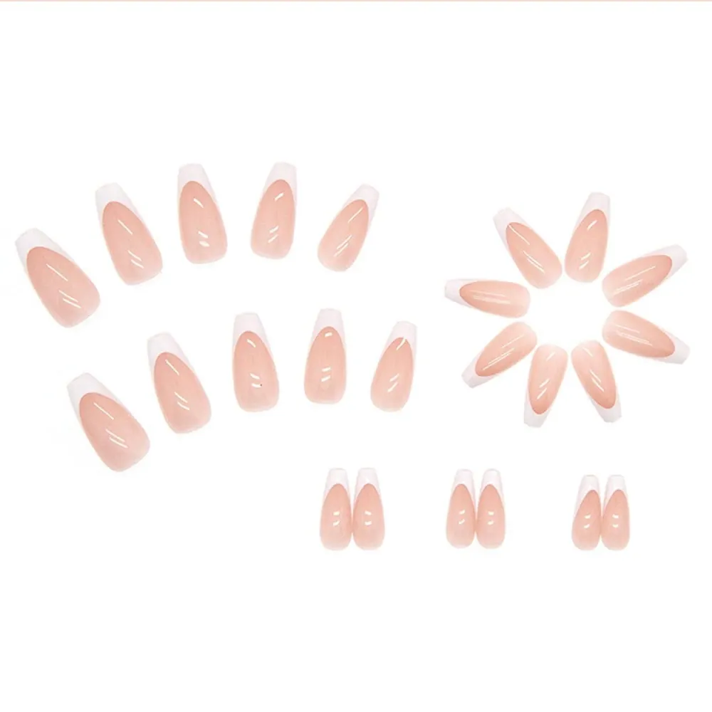 24 Stück Künstliche Nägel Lang Milky White Coffin Ballerina