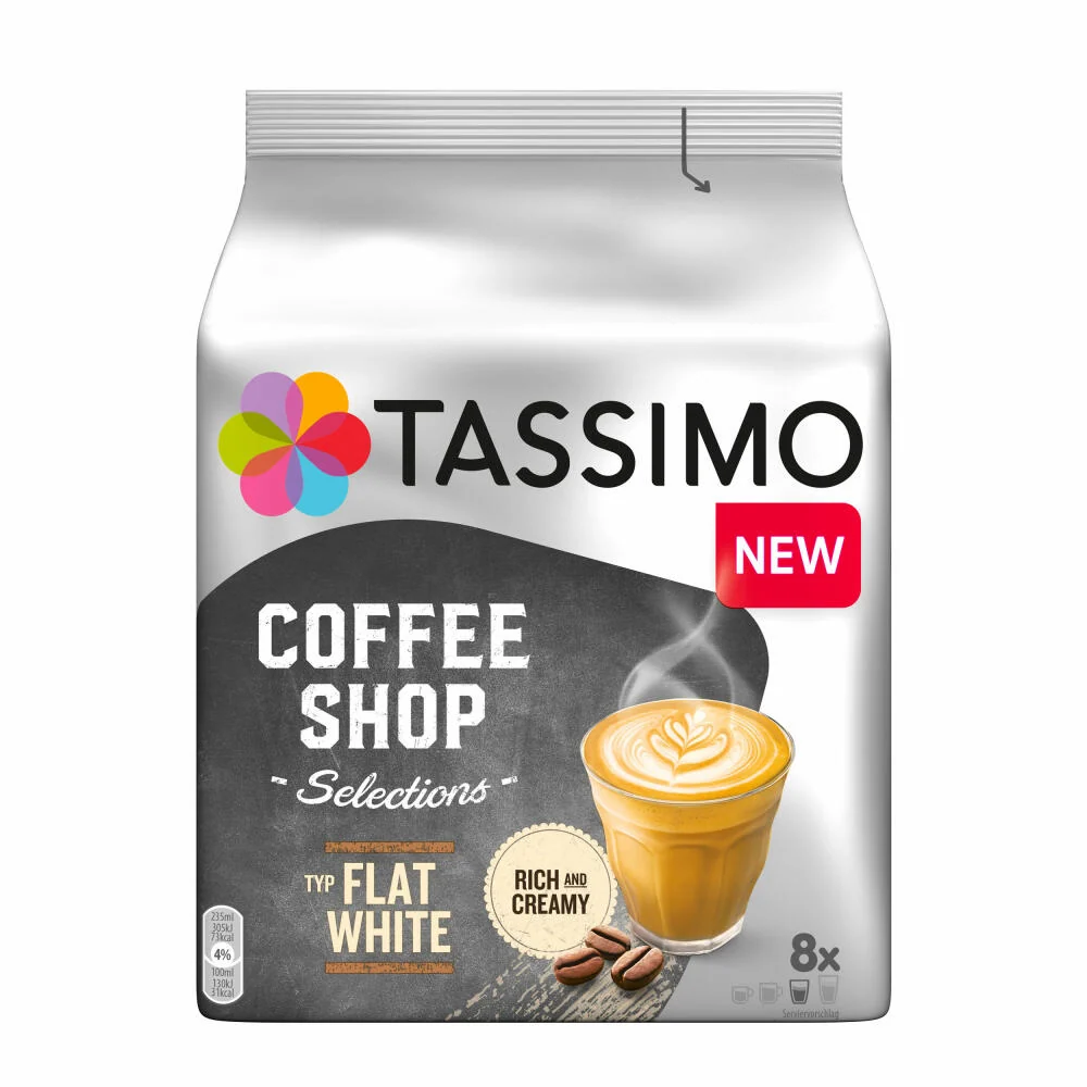 Tassimo Flat White 5er Set, Coffee Shop Selections, Kaffee, Kaffeegetränk, 80 T-Discs / 40 Portionen