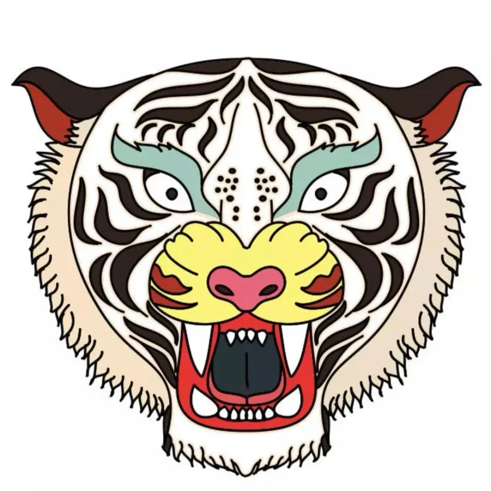 Tiger White Tigers Chinesische Neujahrs-Bügelanwendung