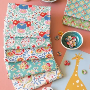 TILDA Stoffe, Stoffpaket JUBILEE, Fat Quarter Bundle Teal White