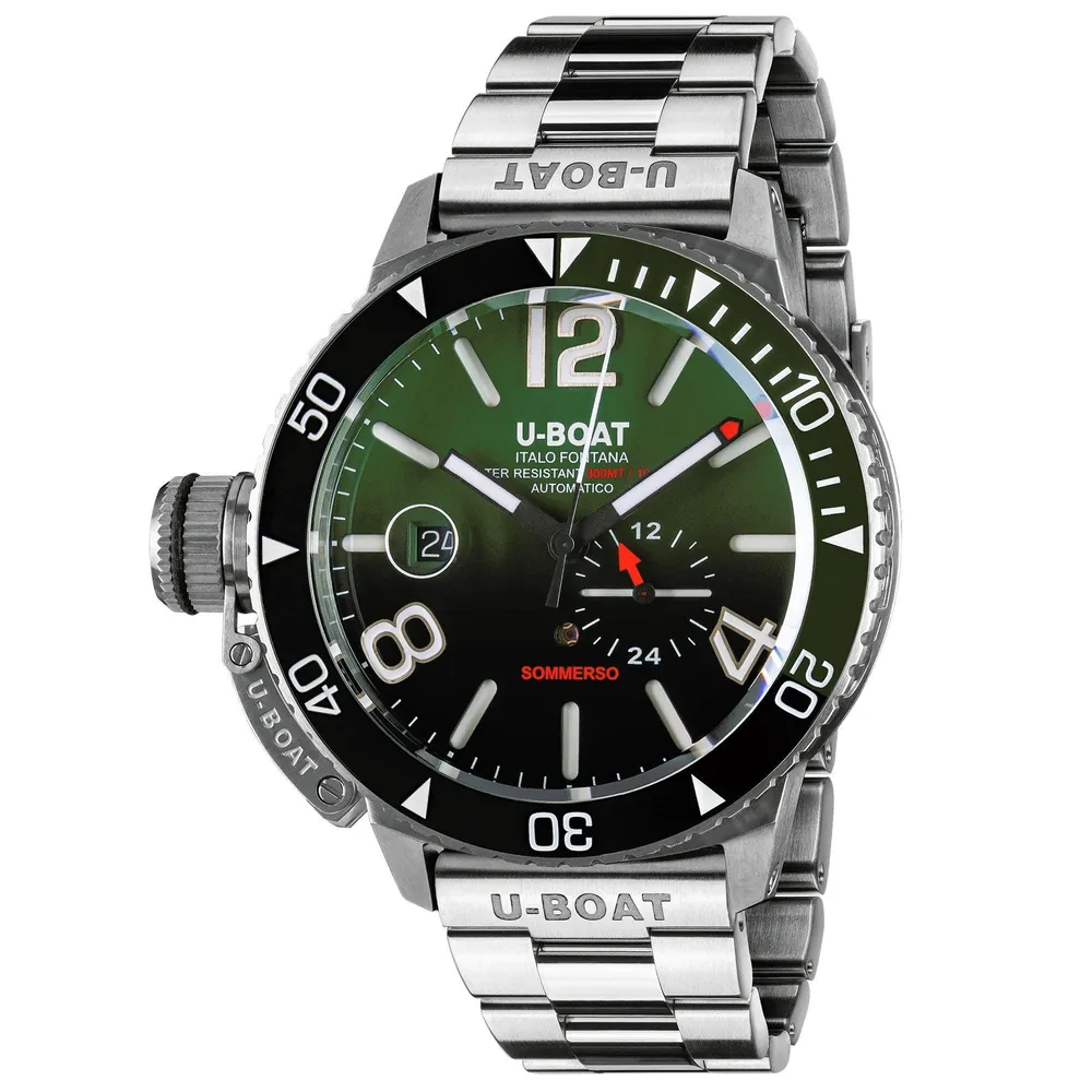 U-BOAT Sommerso Ceramic Green/MT Uhr 46 mm, bordeauxroter Automatikstahl 9520/MT