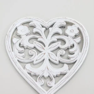 Wanddeko Herz white washed 20 cm