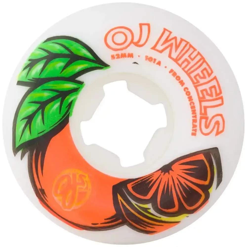OJ Wheels 52mm 101A From Concentrate Hardline Wheels White Orange