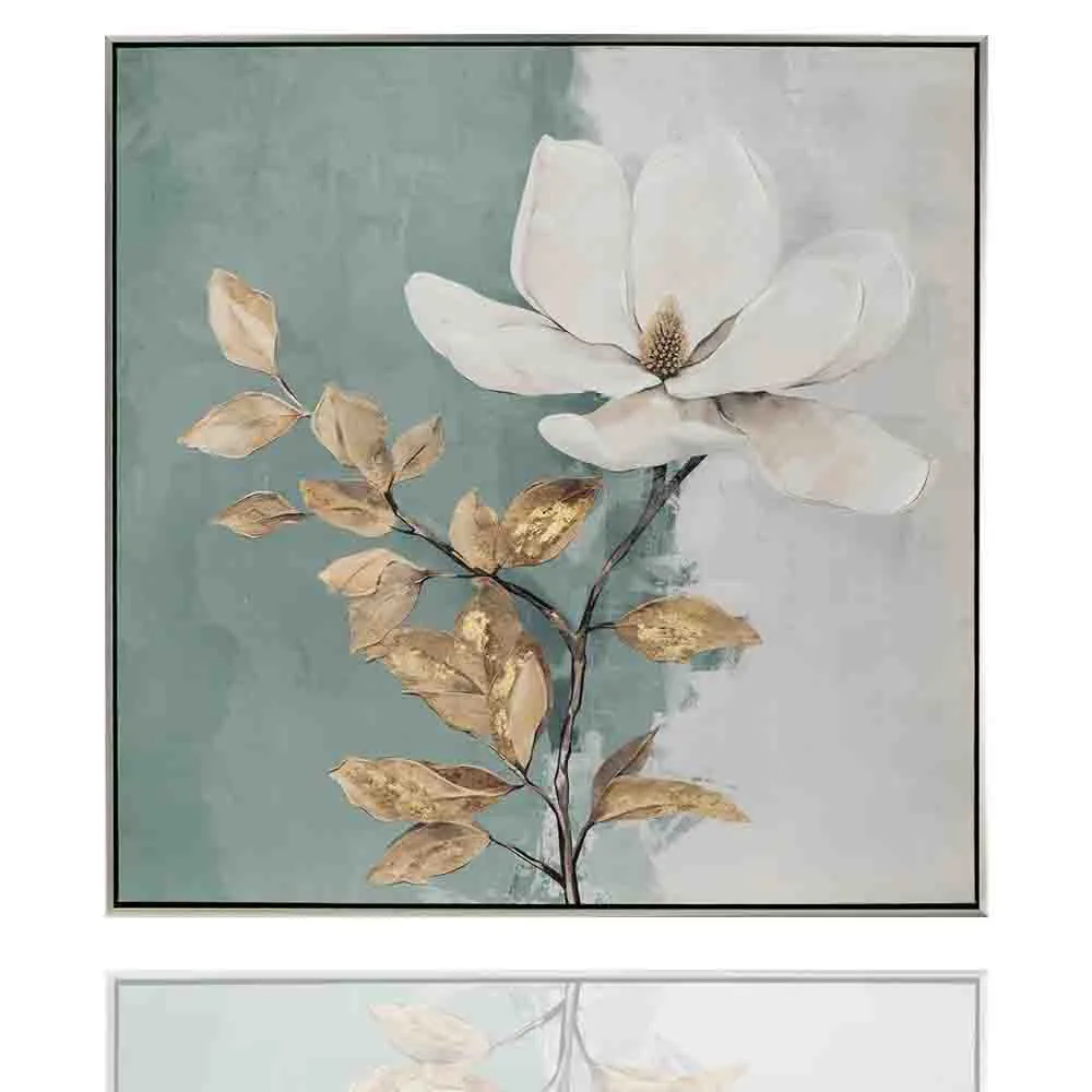 White Flower, eine weiße Magnolienblüte 80 x 80 cm, Acrylgemälde, Imageland