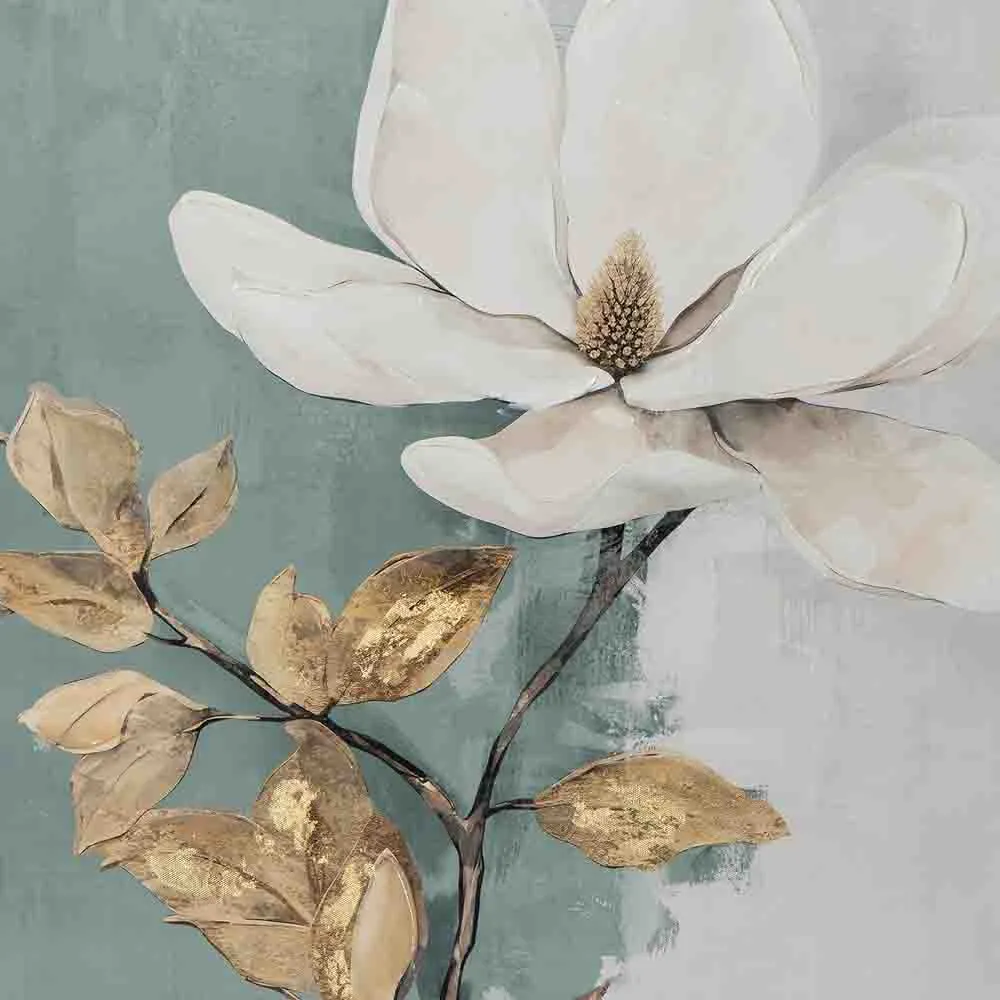 White Flower, eine weiße Magnolienblüte 80 x 80 cm, Acrylgemälde, Imageland